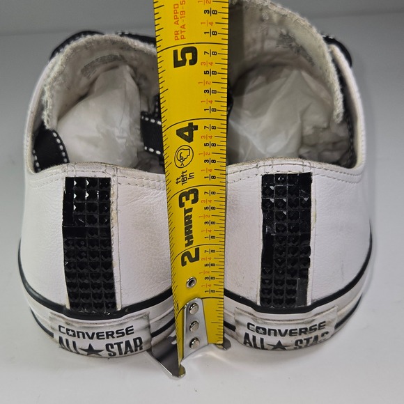 RARE Leather Converse All Star Low Top Sneakers Rhinestone Sparkle WO'S 9 MENS 7 - Picture 4 of 11